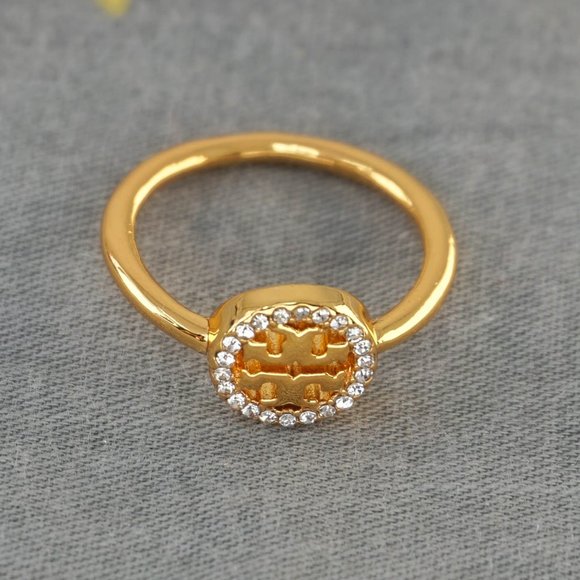 Tory Burch Miller Pavé Single Logo Delicate Ring (Brand New with Dust Bag) - Picture 4 of 4